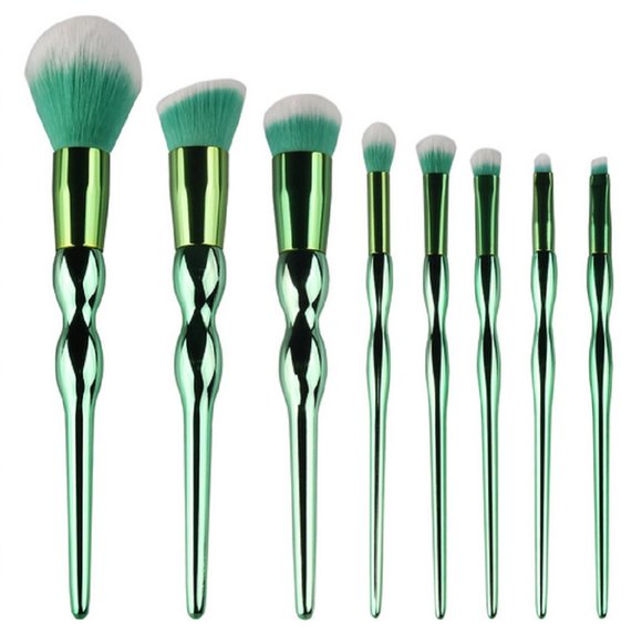 8-Piece: Professional Emerald-Colored Makeup Brush Set - Picture 1 of 3